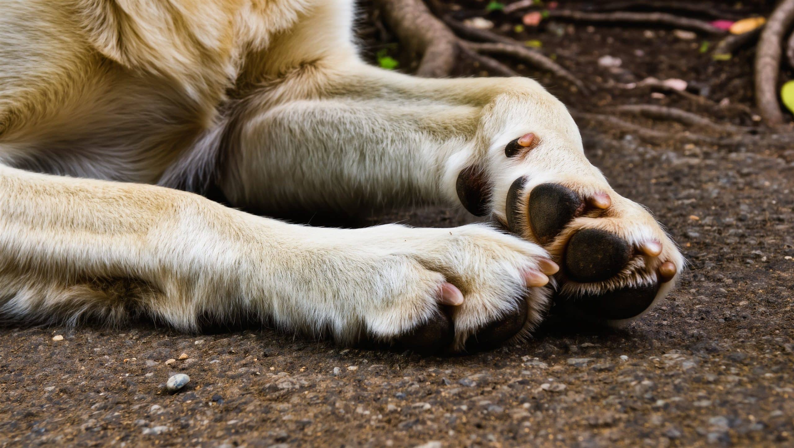 detalle perro girando antes de tumbarse