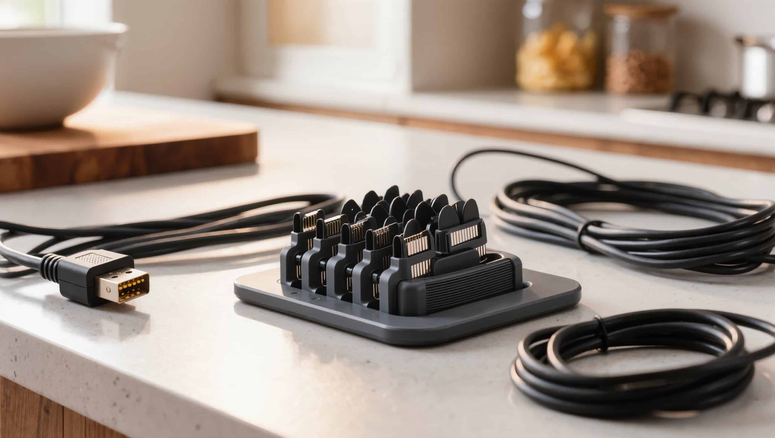 detalle clips organizadores cables